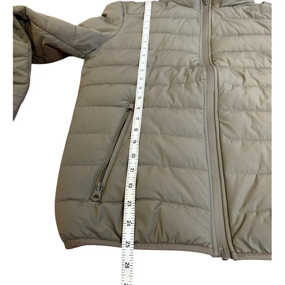 ZARA Light Brown Long Sleeve Full Zip Hooded Puffer Jacket Women's Size Small